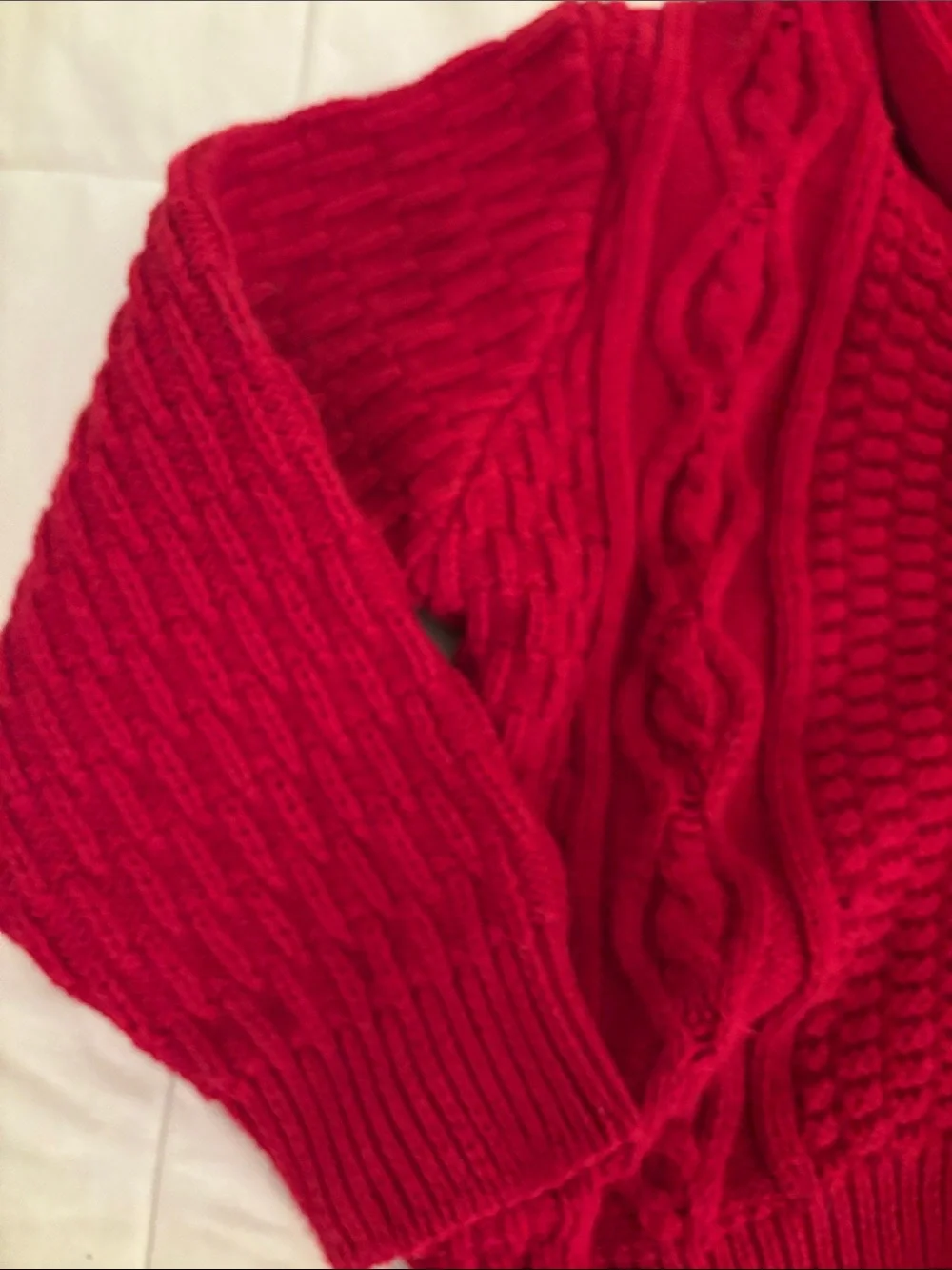 Girls' Red Cable Knit Shawl Collar Button Sweater more of a Sz 3T
